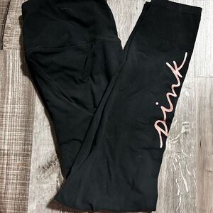 PINK Victoria's Secret Black Leggings with Subtle Pink Detail